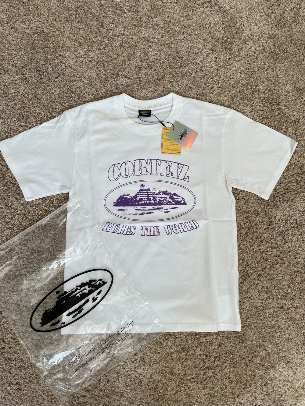 Corteiz White Short-Sleeve Tee with Purple Graphic